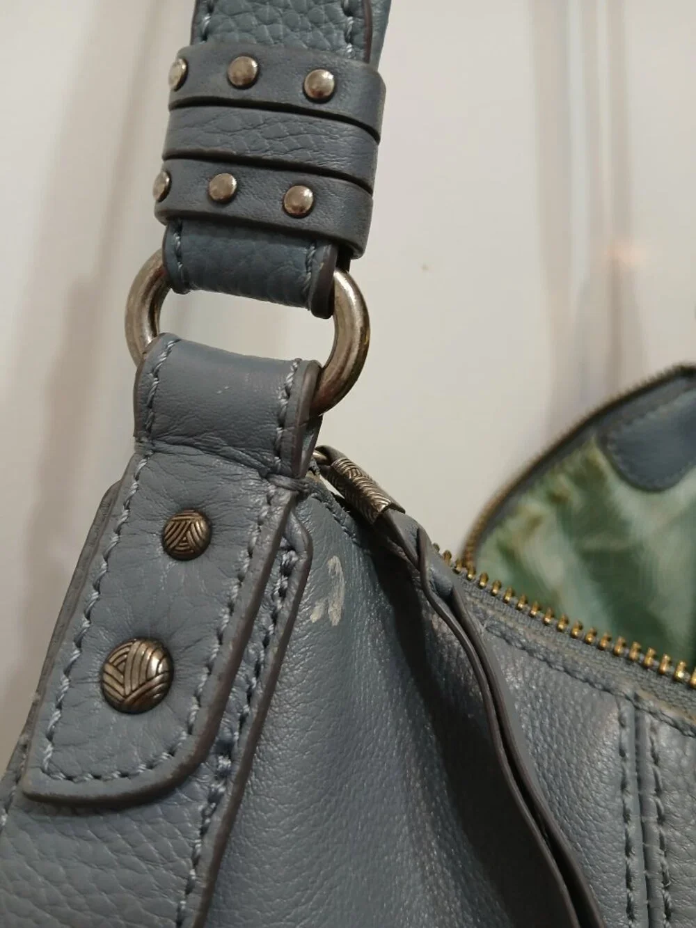The Sak Gray Blue Leather Hobo